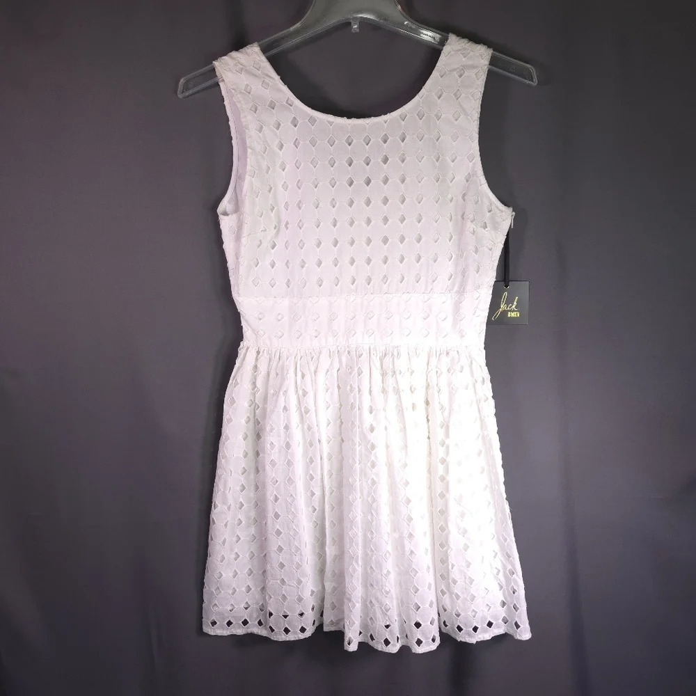 Jack By BB Dakota Macall White Lace Dress Eyelet‎ Mini 100% Cotton Size 6